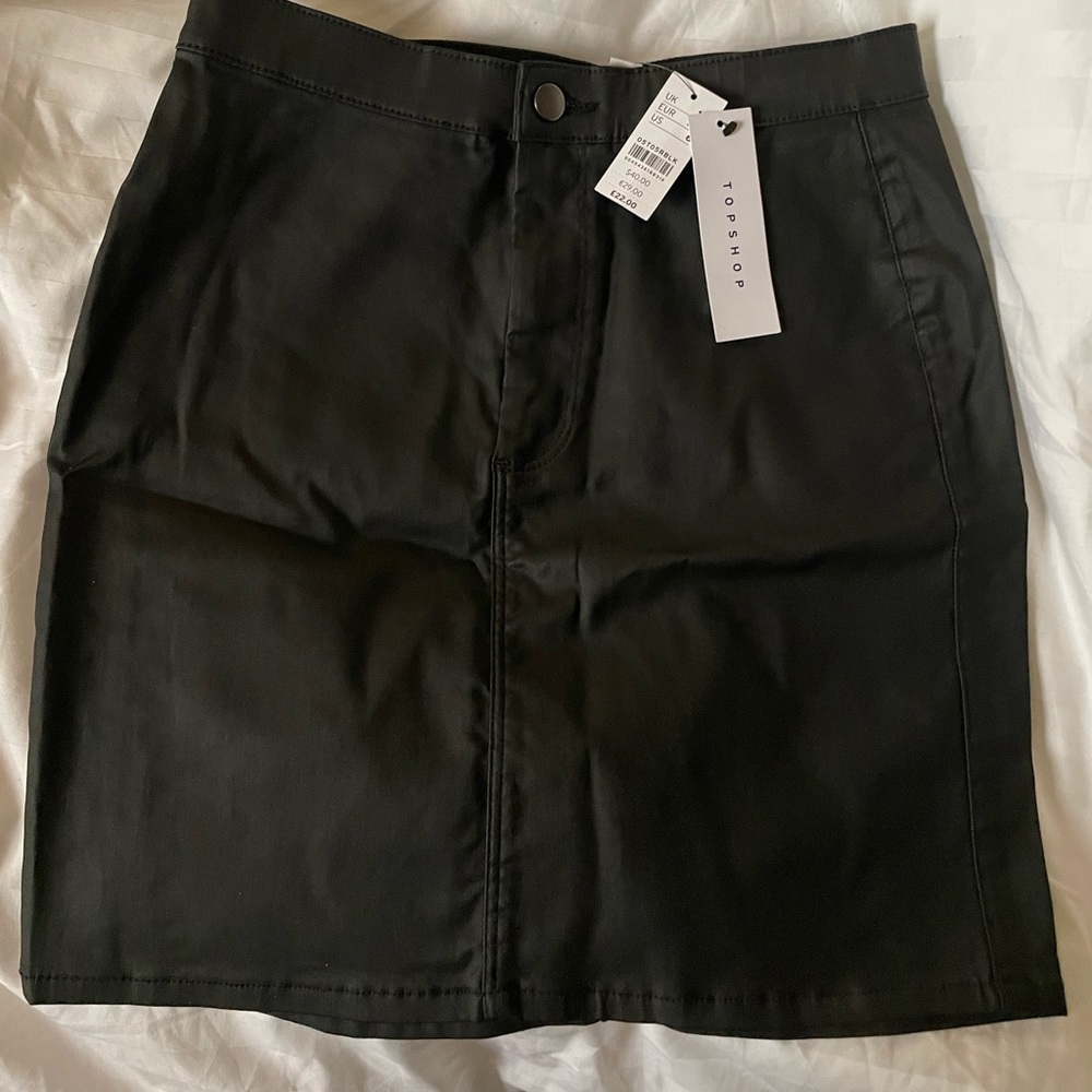 Top shop coated denim skirt